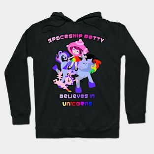 Spaceship Betty Believes in Unicorns Hoodie